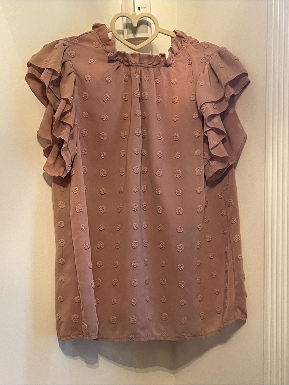 Women's Dusty Rose Ruffle Sleeve Blouse